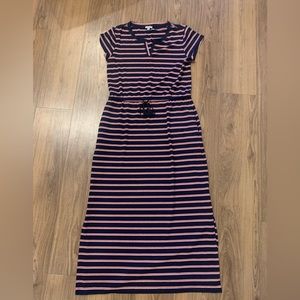 Like new, T by Talbots STRIPE SPLIT NECK MAXI DRESS
